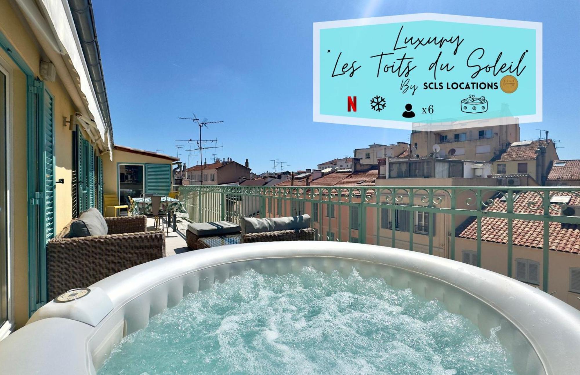 Luxury "Les Toits Du Soleil" - Magnifique Appartement Avec Terrasses Et Jacuzzi - Centre De Cannes - By Scls Locations المظهر الخارجي الصورة